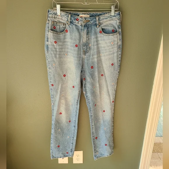 PacSun Embroidered Floral Mom Jeans, Size 29 - Picture 4 of 7